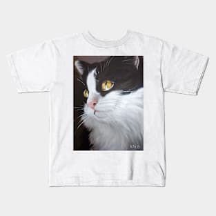 Black and White Tuxedo Cat Kids T-Shirt